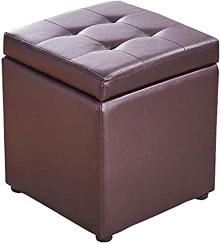 Pouf de rangement avec charnière marron pour optimiser les petits espaces