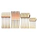 24 Teiliges Besteckset, Edelstahl Besteck 6 Personen Essbesteck Set inkl 6 * Esslöffel / Essgabel / Essmesser / Teelöffel, Bestecksets aus hochwertigem Edelstahl, Spiegelpoliert & Rostfrei - Roségold