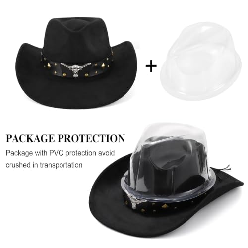 Image of Cowboy Hat for Men Women Suede Western Leather Cowgirl Hats Uniex Hat