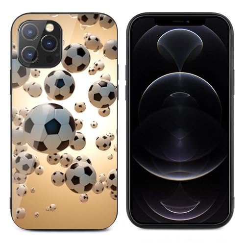 CRIVOTA for iPhone 12Pro Max Case - All-New 3D Football Design, Glass Back + TPU Inner Shell, Extreme Slimness, Bare-Hand Feel, Military-Grade Tested, Precise Cutouts, Cell Phone Cases for Boys Girls