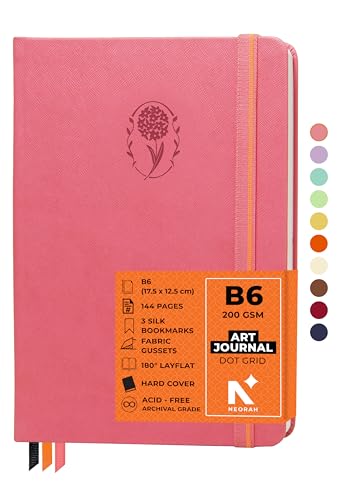 Image of NEORAH - B6 - ART JOURNAL | 200Gsm Dotgrid Notebook |144 Pages(17.5 x 12.5 cm) | Lay Flat |HardCover Bullet - Journal |3 Bookmarks |Elastic Closure| Inner BackPocket | Ideal-Bujo,Drawing (PINK)