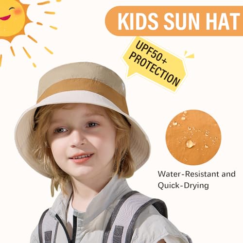 Outdoor Kids Sun Hat Quick Dry Bucket Hat Multiple Color Patchwork for Boys Girls 8-15 Years UPF 50+ Summer Beach Hats2