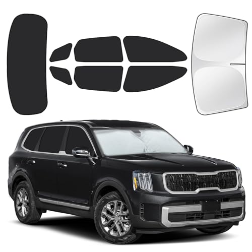 Image of for Kia Telluride 2020-2025 Car Window Shades, 8pcs Privacy Sun Shade Set for Front Windshield Side and Rear Windows, Full Window Covers Keeps Vehicle Cool for Camping Napping