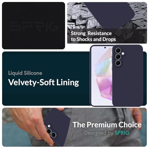 SPRIG Liquid Silicon Back Cover/Back Case for Samsung Galaxy A55 (Midnight Blue) - Image 4