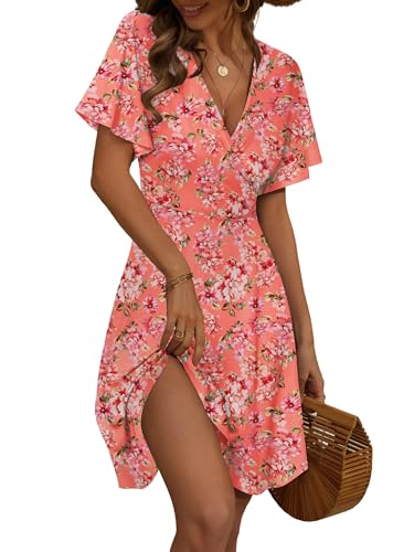 FENSACE Sundresses for Women Over 60 Summer A Line Wrap V Neck Maternity Nursing Dress for Wedding...