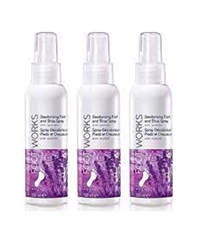 AVON Foot Works Lot de 3 sprays désodorisants pour pieds et chaussures à la lavande 100 ml (300 ml)