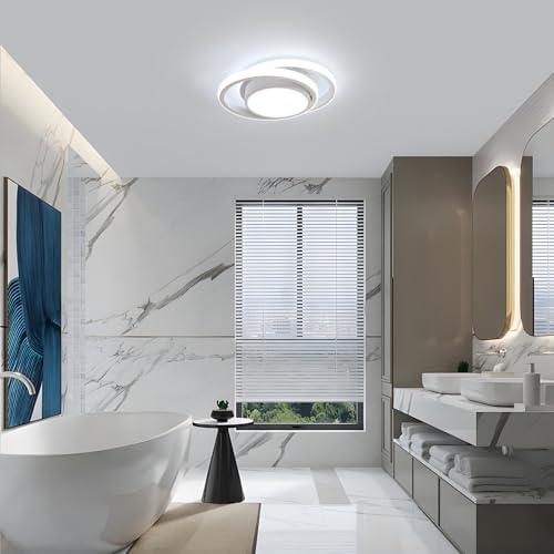 Miniatura 8 de Comely Plafon Led Techo, 32w Moderna Lámpara De Techo Led, 2500lm Blanco Frío 6500k, Redondo Luz De Techo Del Para Corredor Baño Cocina Sala De Estar Dormitorio Pasillo, Largo 28cm