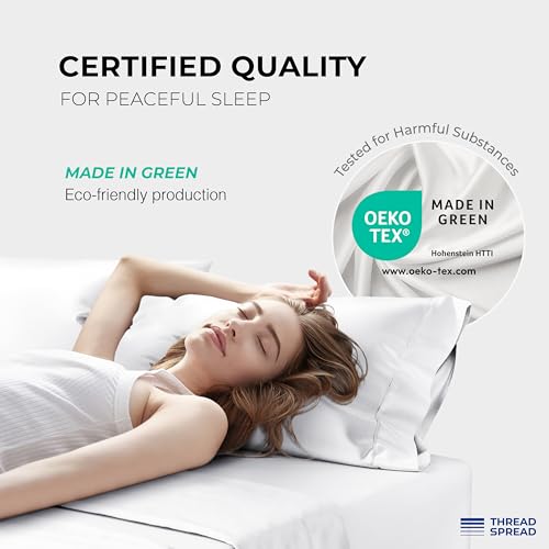 image for THREAD SPREAD 100% Egyptian Cotton Queen Sheets Set - 1200 Series Plus