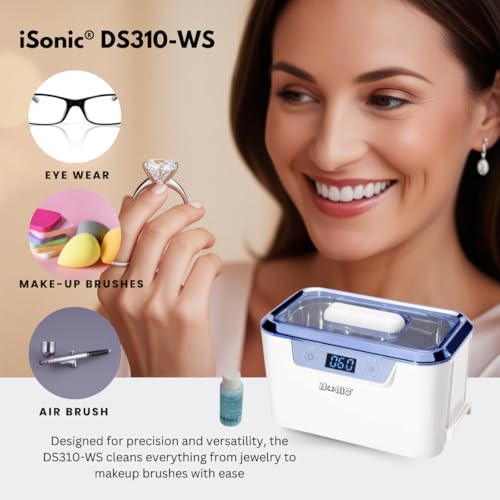 iSonic® DS310-WS+CSGJ01 Miniaturized Commercial Ultrasonic Cleaner with Integrated Stainless Steel Beaker Holder Set, White and Sapphire Blue, with a Bottle of Cleaning Solution - Thumbnail 4
