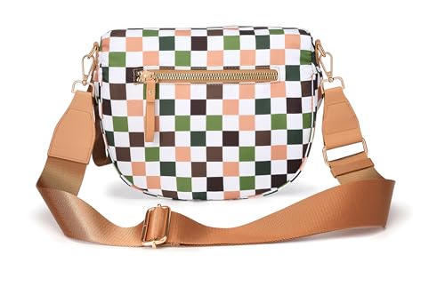 Image of FEIBOON Spacious Checkered Nylon Crossbody Bag Bum Bag Handbags Wallets for Women