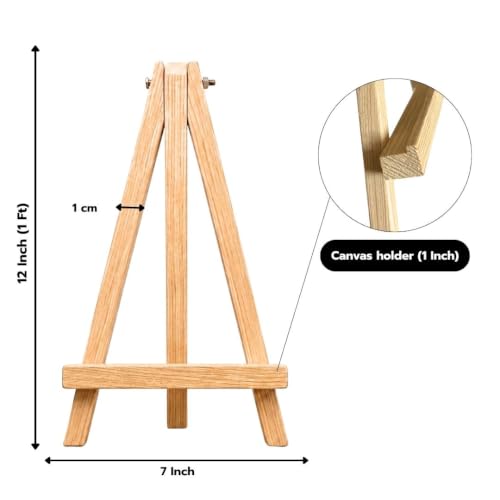 Image of Grandink 12 Inch A Frame Wooden Easel Stand 9mm (Set of 2) | Durable handmade mini easel stands for painting, canvases, photos, presentations, and tabletop displays at home or events.