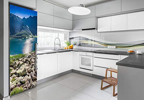 Cubierta de refrigerador autoadhesiva con acabado premium negro para decoración de interiores 3