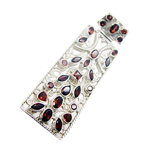 Pendentif fait main en argent et multi gemmes pour femme élégante