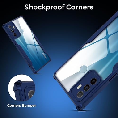 Image of A rtistque Clear Hard Transparent Acrylic Armor Back Cover Case for Oppo A53 4G | Shockproof TPU Edge Protection | Slim Protective Design | Oppo A53 Back Cover - Blue