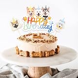 DazzJoy 25 Stück Happy Birthday Tortendeko Hunde Deko,Tortendeko Geburtstag Hunde Cake Topper Geburtstag,Happy Birthday Kuchendeko für Hundegeburtstag,Cupcake Topper für Hundeliebhaber
