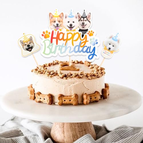 DazzJoy 25 Stück Happy Birthday Tortendeko Hunde Deko,Tortendeko Geburtstag Hunde Cake Topper Geburtstag,Happy Birthday Kuchendeko für Hundegeburtstag,Cupcake Topper für Hundeliebhaber