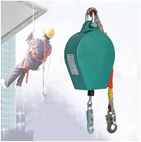Self-Retracting Lifeline, 10M Retractable Fall Arrester with Alloy Steel Hook, Heavy-Duty Aviation Wire Rope, Ideal for Construction and Roof Work (500KG Capacity)