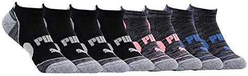 Puma No Show Women's Socks, Moisture Control Mesh Ventilation (8 Pair) (Hot Pink, Turquoise, Grey)