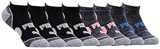 PUMA No Show Women's Socks, Moisture Control Mesh Ventilation (10 Pair) (Hot Pink, Turquoise, Grey)