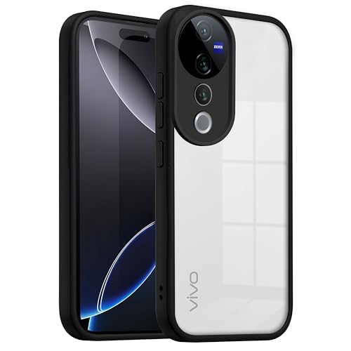 Image of V-TAN Back Cover for Vivo V40, V40 Pro Compatible Case, Transparent Clear, TPU, Camera Protective Shockproof Cover (Black)