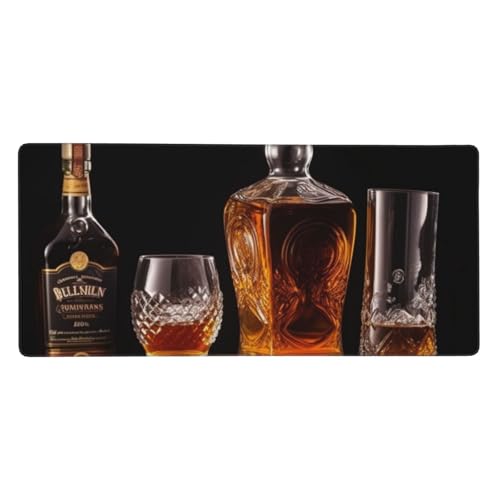 Sous-main de bureau 80x40 cm whisky et bière tapis de souris XXL