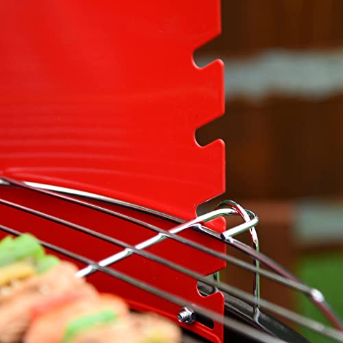Foto von Outsunny Holzkohlegrill Rundgrill Standgrill auf Rollen mit Gitterrost BBQ Metall Rot L51 x B70 x H75,5cm