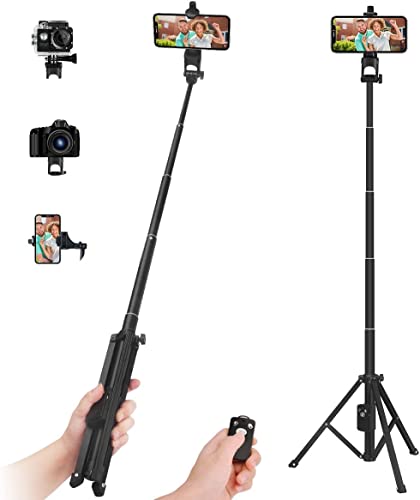 Selfie Stick Tripod,54 Inch Extendable Camera Tripod and Phone Tripod for Cellphone，Wireless Remote for Apple & Android Devices,Compatible with iPhone14 13 12 11 Pro Xs X Plus,Samsung Galaxy S21 S20