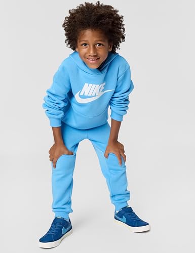 Image of Nike Kids' Sportswear Club Fleece Pullover Hoodie and Joggers 2-Piece Outfit Set (Large Swoosh Logo)