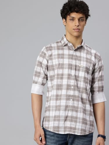 Image of Majestic Man Men's Pure Cotton Checkered Slim Fit Casual Shirt - Full Sleeve | Trendy & Comfortable