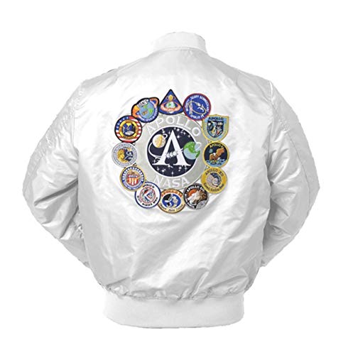 CORIRESHA Mens Apollo Space Embroidered Patches Slim Fit Bomber Jackets Windbreaker - Main Image