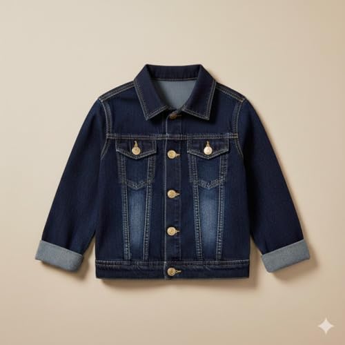 Image of A.T.U.N. (ALL THINGS UBER NICE) Trendy Boys Denim Jacket | Casual Outerwear with Full Button Front, Smart Collar & Pockets | Stylish Casual Kids Jacket for Everyday, Travel, Party & Daily Style