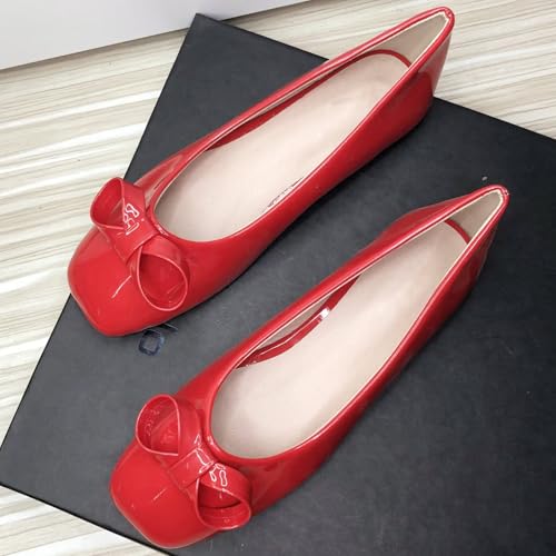 TN TANGNEST Square Toe Ballets Flats for Women Slip on Bowtie Bowknot Candy Color Casual Sweet Flat Shoes2