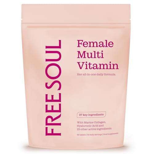 Image of Women's Multivitamins & Minerals with Marine Collagen & Hyaluronic Acid | 27 Essential Vitamins, Minerals, & Botanicals | Gluten-Free & No Synthetic Fillers or Binders | 60 Tablets | Free Soul