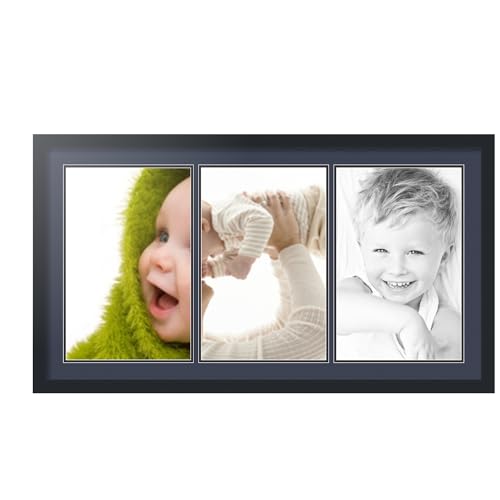 ArtToFrames Collage Photo Frame Double Mat with 3 - 11x17 Openings and Satin Black Frame