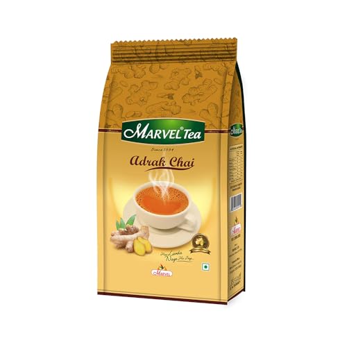 Image of Marvel Tea Adrak /Ginger Tea,Strong Kadak Ctc Loose Tea,Handpicked Strong Chai Unique Blend From Assam & Darjeeling,Refreshing Aroma & Rich Taste,250 Gram