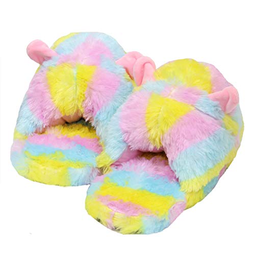 Rainbow Fluffy Alpaca Stuffed Animal Slippers Cute Plush Alpaca Slippers for Women4