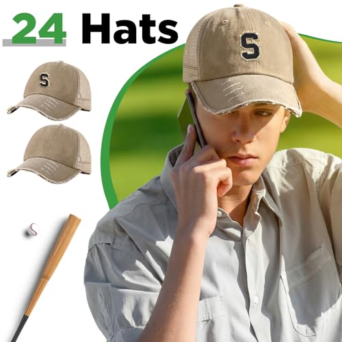 Image of Suhine 24 Pcs Blank Trucker Hat Bulk Unisex Mesh Baseball Cap for Sublimation Embroidery Vintage Adjustable Hat for Men Women