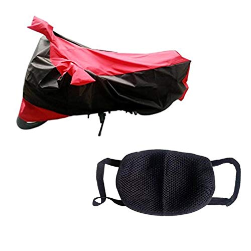 Image of Kandid Red & Black Dust and Water Resistant Double Mirror Pocket Bike Cover for Suzuki Swish 125