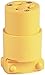 EATON 4228-BOX Heavy Duty Grounded Straight Blade Electrical Connector, 125 V, 20 A, 2 Pole, yellow