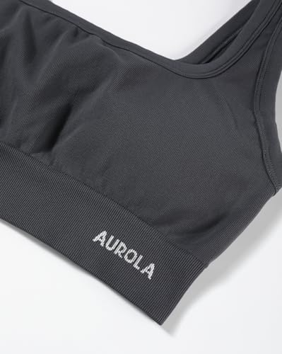 Image of AUROLA Power Womens Square Back Basic Sports Bra - Square Neck Padded Low Impact Yoga Bra Workout Crop Top
