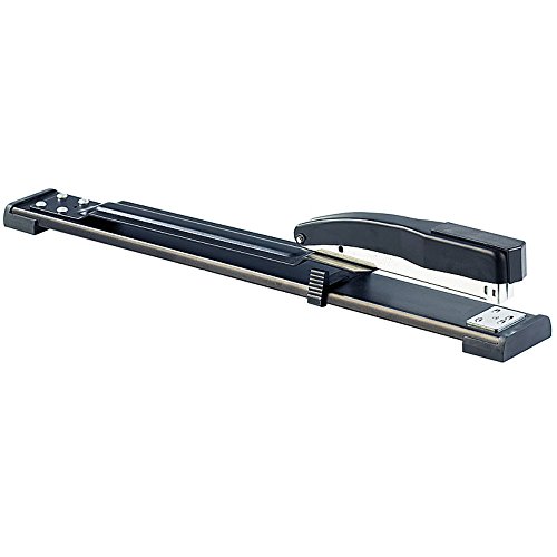 Relaxdays Cucitrice a braccio lungo, fino a 30 fogli, A3, nero, metallo e gomma, manuale, quarto striscia, profondità di cucitura regolabile, graffetta fino a 35 fogli