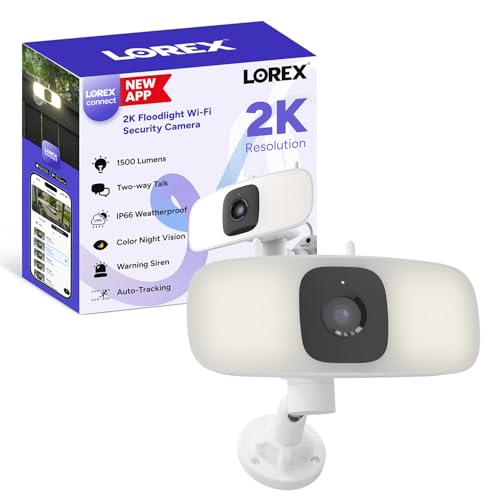 Image of Lorex Connect 2K Floodlight Wi-Fi Security Camera | New Connect App | 160 Pan Coverage | Person Detection | Live Auto-Tracking | Color Night Vision | 2-Way Talk | Cloud & Local Storage Option