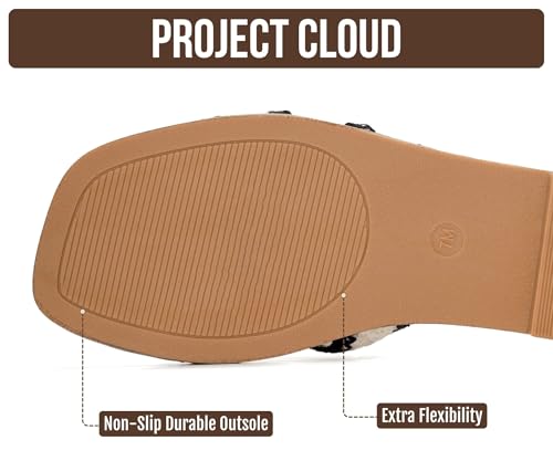 Image of Project Cloud 100% Genuine Leather Sandals for Women 2026 - Fashion Flat Womens Sandals with Memory Foam Insole Slides Sandals Women Footwear - Mules Women's Sandals (Jannel)