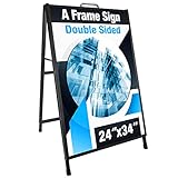 dojobkinb 24x36 Inch A Frame Sign Double-Sided Folding Sandwich Board with Carry Handle Heavy Duty Slide-in Sidewalk Signboard for Outdoor Advertising Poster