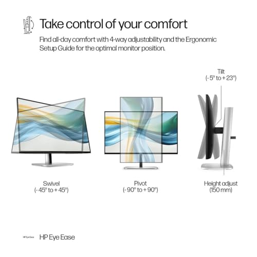 Image of HP 524pu 24 inch Class Full HD LCD Monitor - 16:9 - Sleek Black, Silver - 23.8 inch Viewable - in-Plane Switching (IPS) Technology - 1920 x 1080-350 Nit - 5 ms - 100 Hz Refresh Rate - USB Type-C