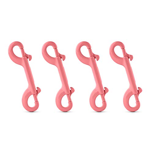 Flourish Pets - Stainless Steel, Multipurpose, Double Sided Bolt Snap Hook (Light Pink, 4-Pack)