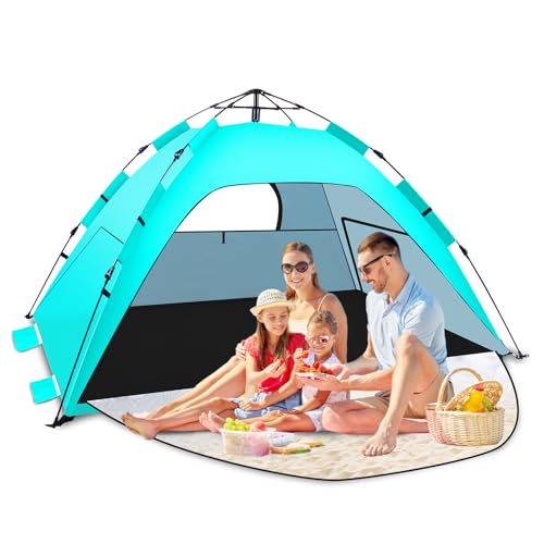 Strandmuschel Pop Up,Tonfarb Quick Up Strandzelt,Automatische Instant Pop Up Strandzelt mit 3...