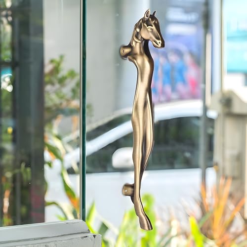 Image of Aluminum Horse Door Handles for Main Door Pull Handle Main Glass & Wooden Door Handle Pull & Push Handle Door Accessories Handle Home Decor Door Hardware Antique Brass (Pack of 1, 15 Inch)