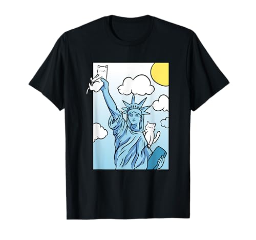 Liberty Cat Lustige Freiheit, die weiße Katze hält T-Shirt