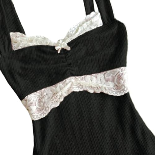 Women's Lace Trim Cami Tops Cable Knit Fairy Grunge Camisole Top Coquette Aesthetic Clothes2